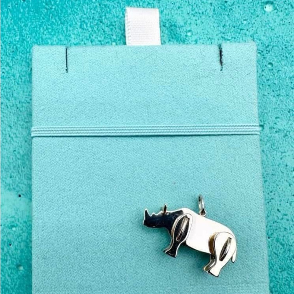 Tiffany & Co. Silver large Rhino save the wild Pendant